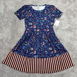 LulaRoe Tribal & Striped Midi Short Sleeve Amelia Dress